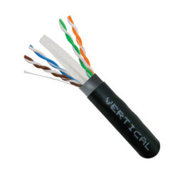 CAT6 UTP Outdoor Waterproof Cable, Direct Burial (Dual Jacket) - 1000ft (Black)