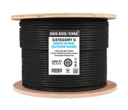 CAT6 CMX Outdoor Rated Cable, UV Rated - 1000ft (Black)