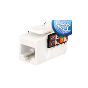 Vertical CAT6 8x8 Keystone Jack, Bright White, 25-Pack