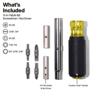 Klein Tools 32500 11-in-1 Screwdriver/Nut Driver with Cushion Grip