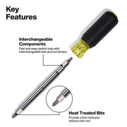 Klein Tools 32500 11-in-1 Screwdriver/Nut Driver with Cushion Grip