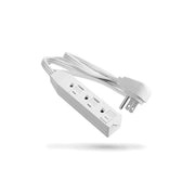Dynotech Power Strip, 3-Outlet, 16 AWG Flat Cable & Flat Plug, White, 20 ft