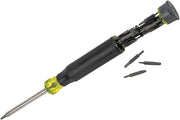 Klein Tools Multi-bit Precision Screwdriver Set, 4-in-1 Electronics Pocket Screwdriver, Professional Phillips and Slotted Bits