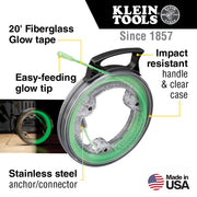 Klein Tools Glow Fish Tape, 20-Foot