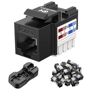 Vertical CAT6 8x8 Keystone Jack, Bright Black, 25-Pack