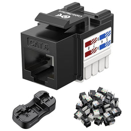 Vertical CAT6 8x8 Keystone Jack, Bright Black, 25-Pack