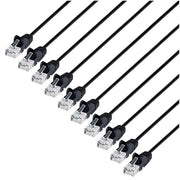 Cat6 U/UTP Slim Network Patch Cable, 10-Pack (Black)
