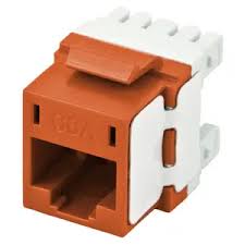 Vertical CAT6 Keystone Jack, Orange, 25-Pack
