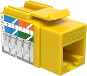 Vertical CAT6 8x8 Keystone Jack, Yellow, 25-Pack