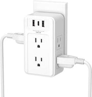 Dynotech Wall Direct Plug, 6-Outlet, White, 15A, 125VAC