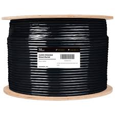 Category-6 STP 1000' 8-Conductor, Bulk, Black-PVC Jacket, (FTP) Shieled AWG23 Solid-Bare Copper, Wooden Spool (ETL)