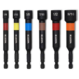 Klein Tools Magnetic Power Nut Setters, 4-Inch Shaft, 6-Piece