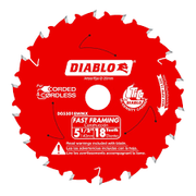Diablo D055018Wmx 5-1/2-Inch x 18 Tooth Fast Framing Saw Blade D055018Wmx