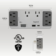 On-Q 6-Outlet Enclosure Surge Protector, USB-A/USB-C